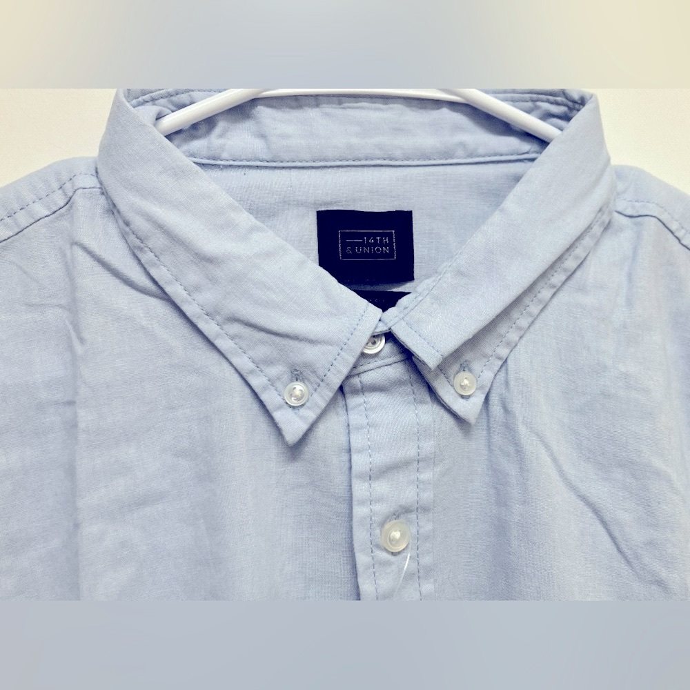 14th & Union Short Sleeve Button Down Shirt, X-Large, Light Blue - Picture 5 of 13